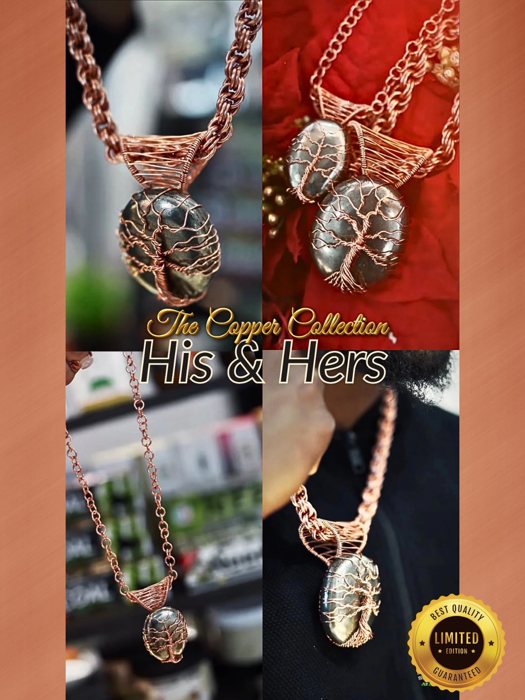 Jewelry: Copper Necklace Set & Pyrite Pendants