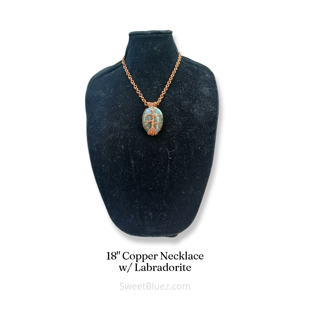 18" Copper Chain & Labradorite Pendant