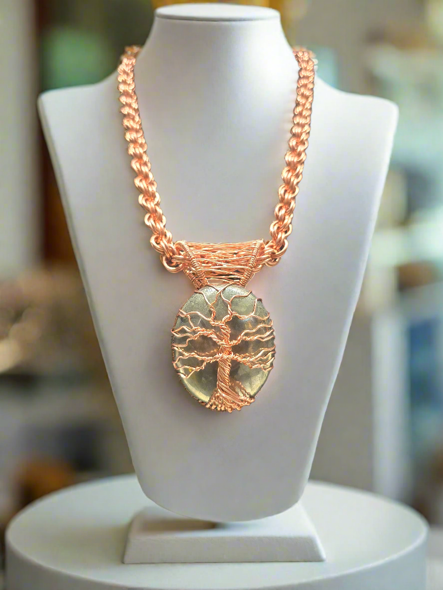 Jewelry: Copper Necklace Set & Pyrite Pendants