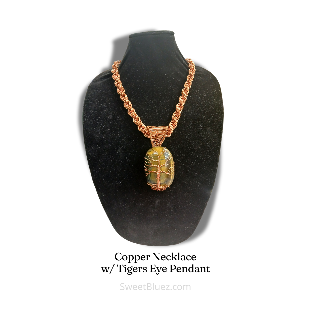 Tigers eye benefits, benefits of copper, Copper necklace, copper chain, copper jewelry, crystal jewelry, tree of life