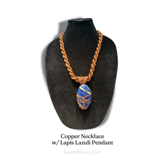 Lapis Lazuli, Copper necklace, copper chain, crystal jewelry, benefits of copper, benefits of lapis lazuli