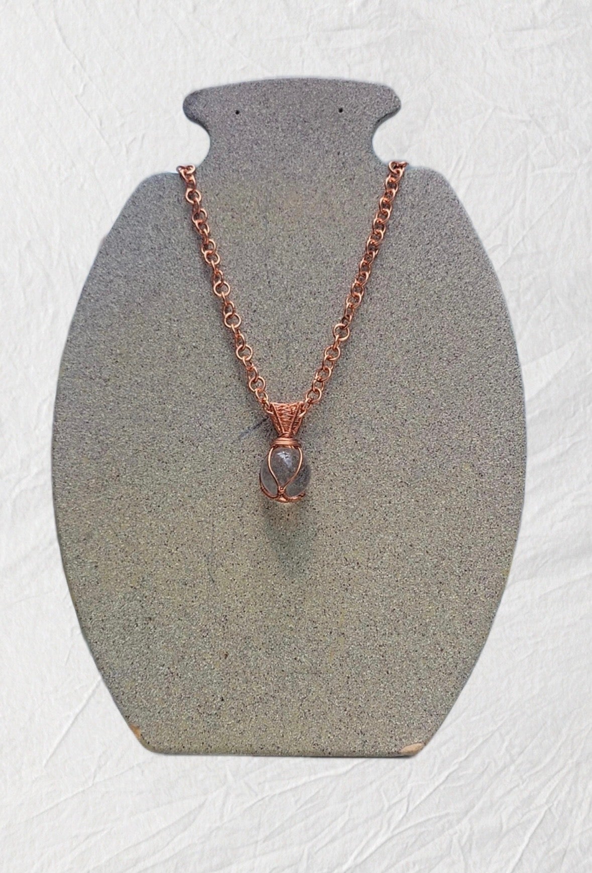 Copper Chain With Clear Quartz Pendent