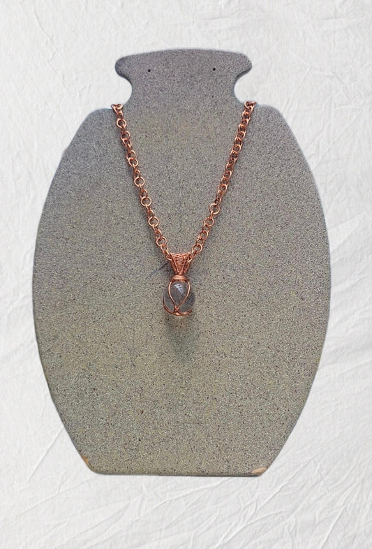 Copper Chain With Clear Quartz Pendent