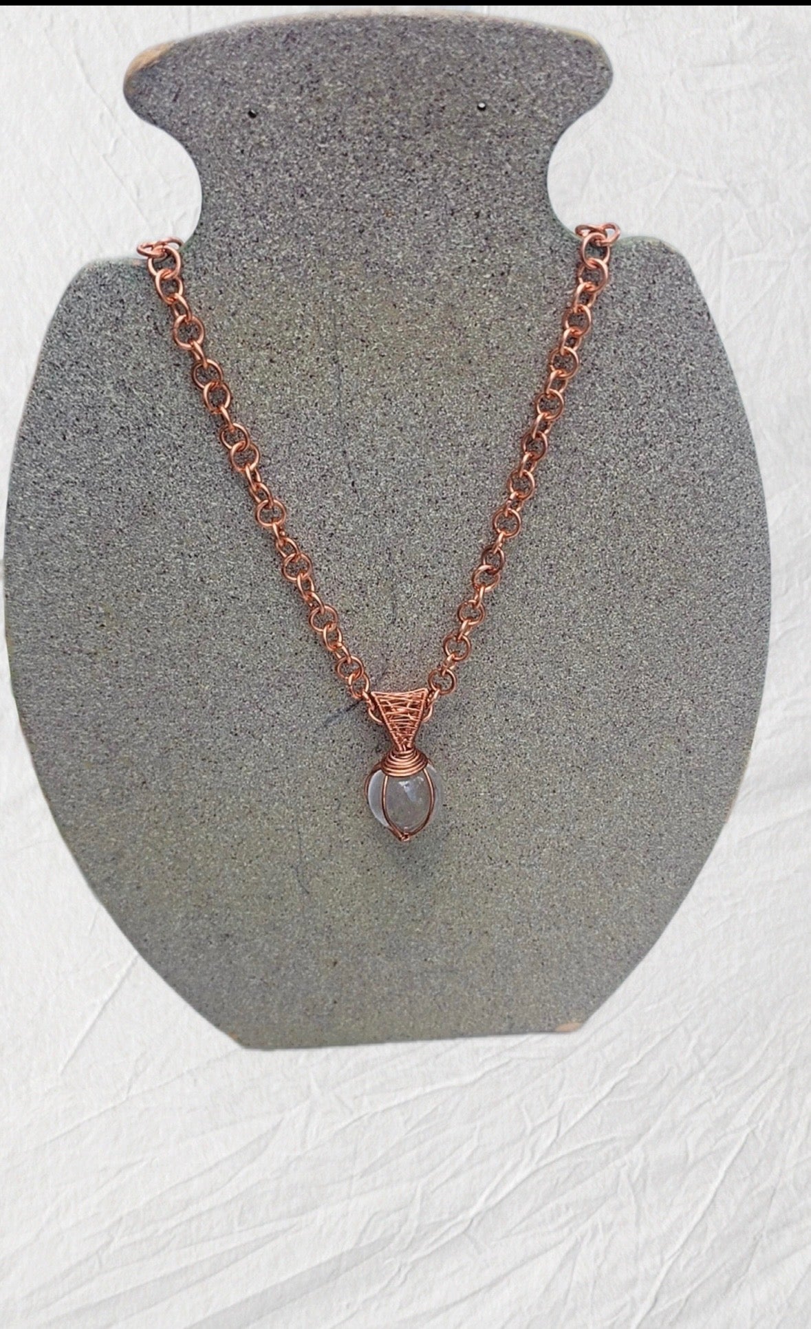 Copper Chain With Clear Quartz Pendent