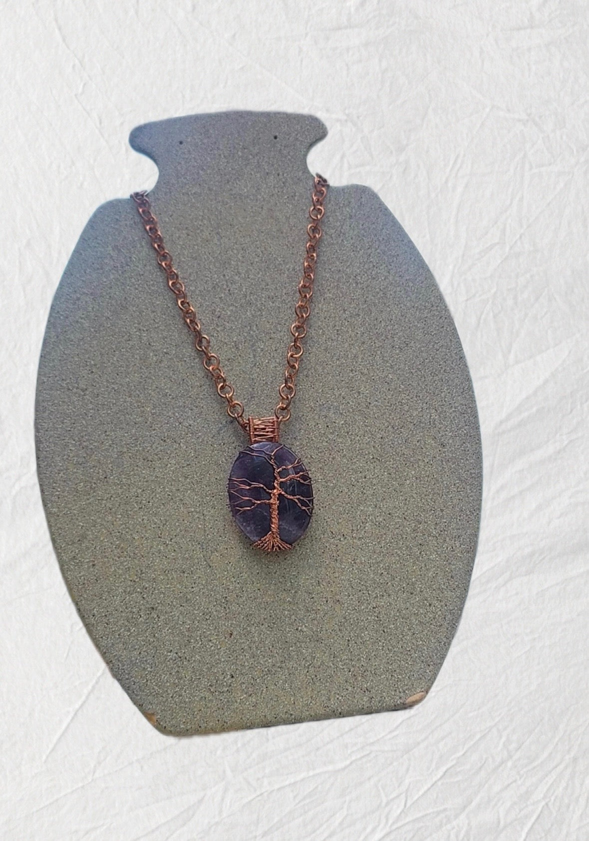 18" Copper Chain & Amethyst Pendant