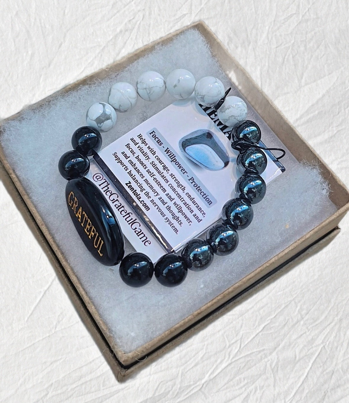 Howlite ×Hematite Grateful Bracelet