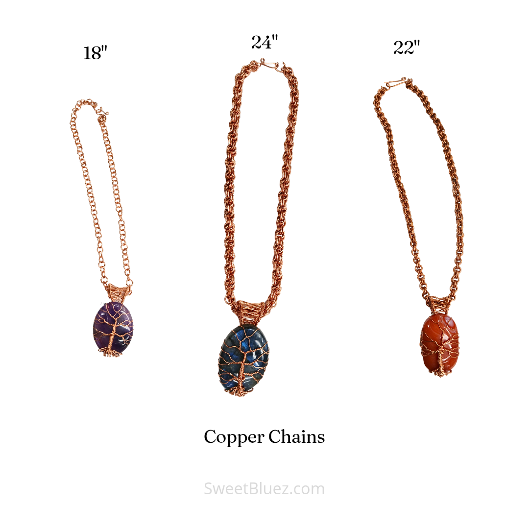 24" Copper Necklace & Lapis Lazuli Pendant