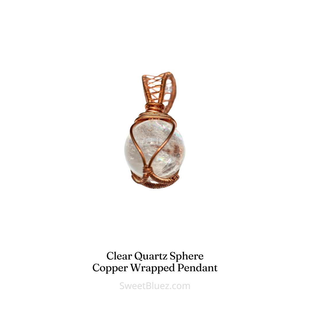 Clear quartz necklace pendant, Copper jewelry, crystal jewelry, clear quartz, benefits of copper, handmade jewelry