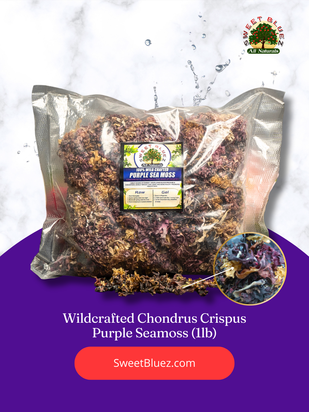 Pound of chondrus crispus, raw wild crafted sea moss, benefits of seamoss, purple sea moss, seamoss gel, thyroid health, omega 3 fatty acids, anti-inflammatory, heart health
