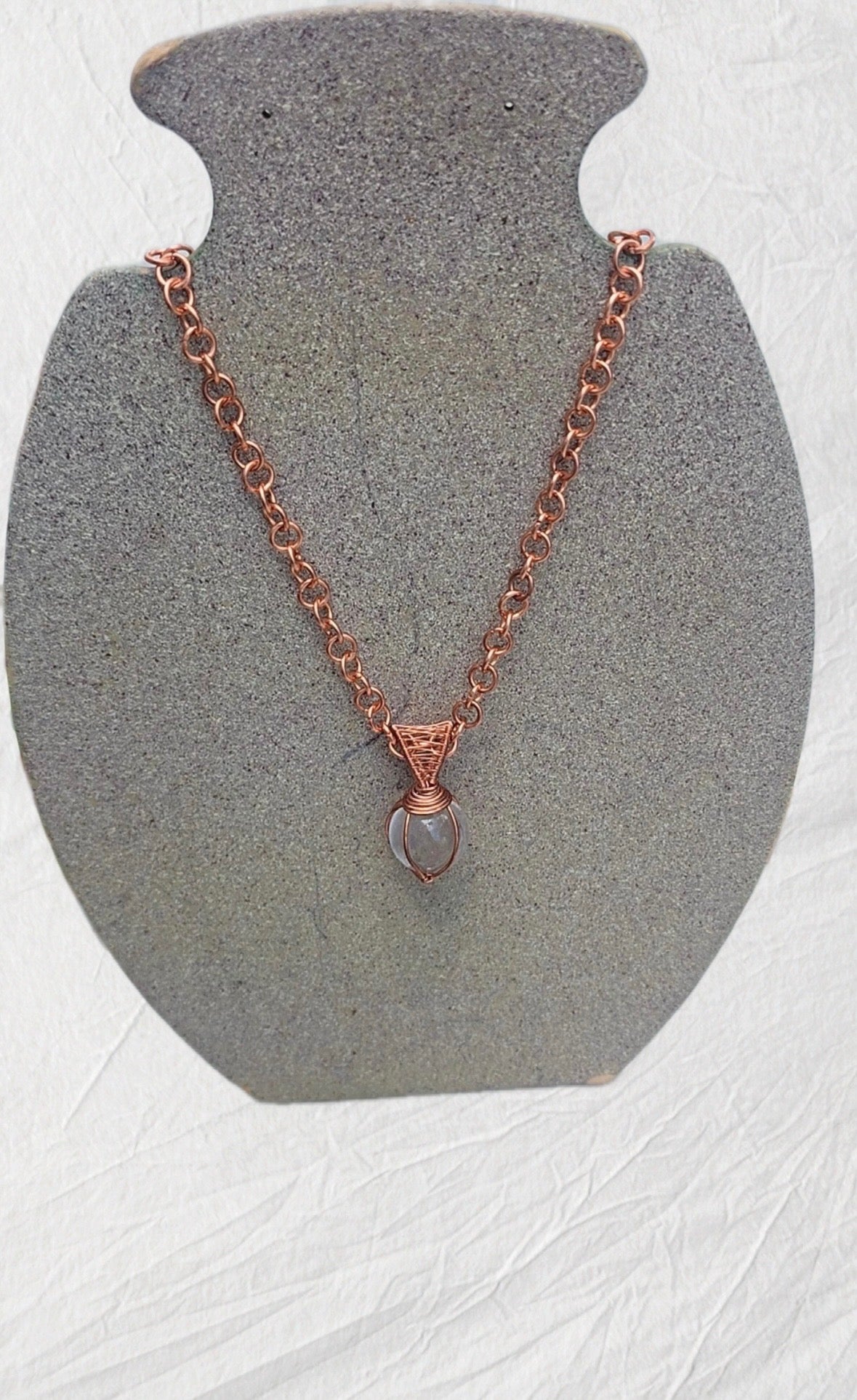 Copper Chain With Clear Quartz Pendent