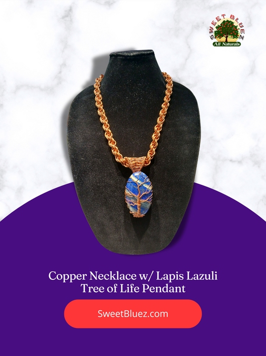 Lapis Lazuli, Copper necklace, copper chain, crystal jewelry, benefits of copper