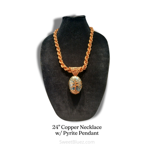 24" Copper Necklace and Pyrite Pendant