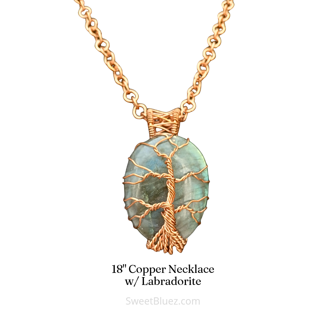 18" Copper Chain & Labradorite Pendant