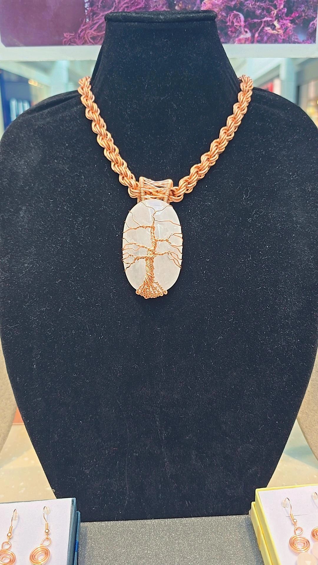 Jewelry: Copper Necklace w/ Clear Quartz Pendant