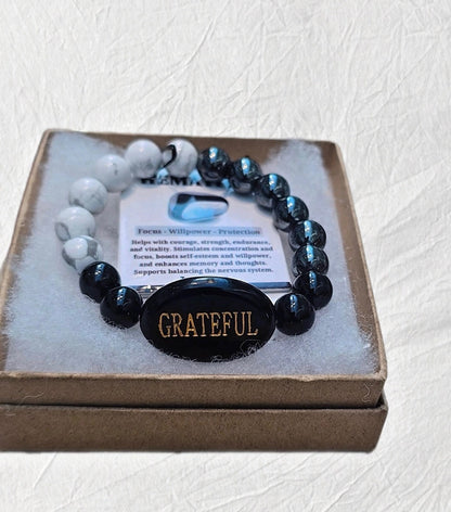 Howlite ×Hematite Grateful Bracelet