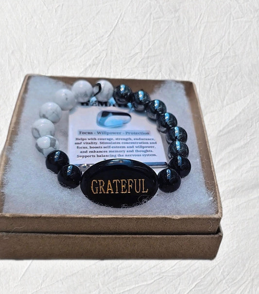 Grateful Howlite & Hematite Bracelet