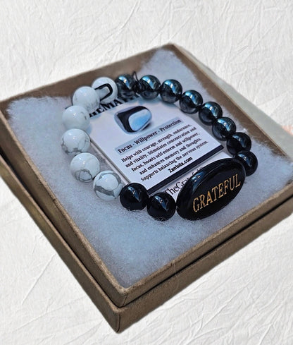 Howlite ×Hematite Grateful Bracelet
