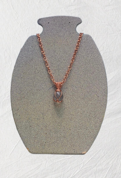 Copper Chain With Clear Quartz Pendent