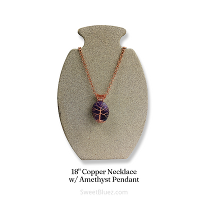 18" Copper Chain & Amethyst Pendant