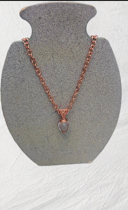 Copper Chain With Clear Quartz Pendent