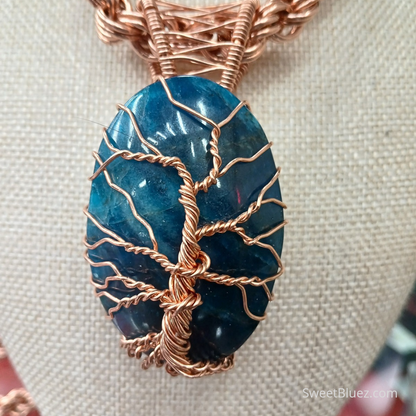 24" Copper Necklace & Blue Apatite Pendant