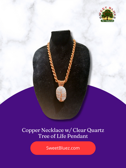 Clear Quartz, copper jewelry, Copper Necklace, benefits of Clear quartz