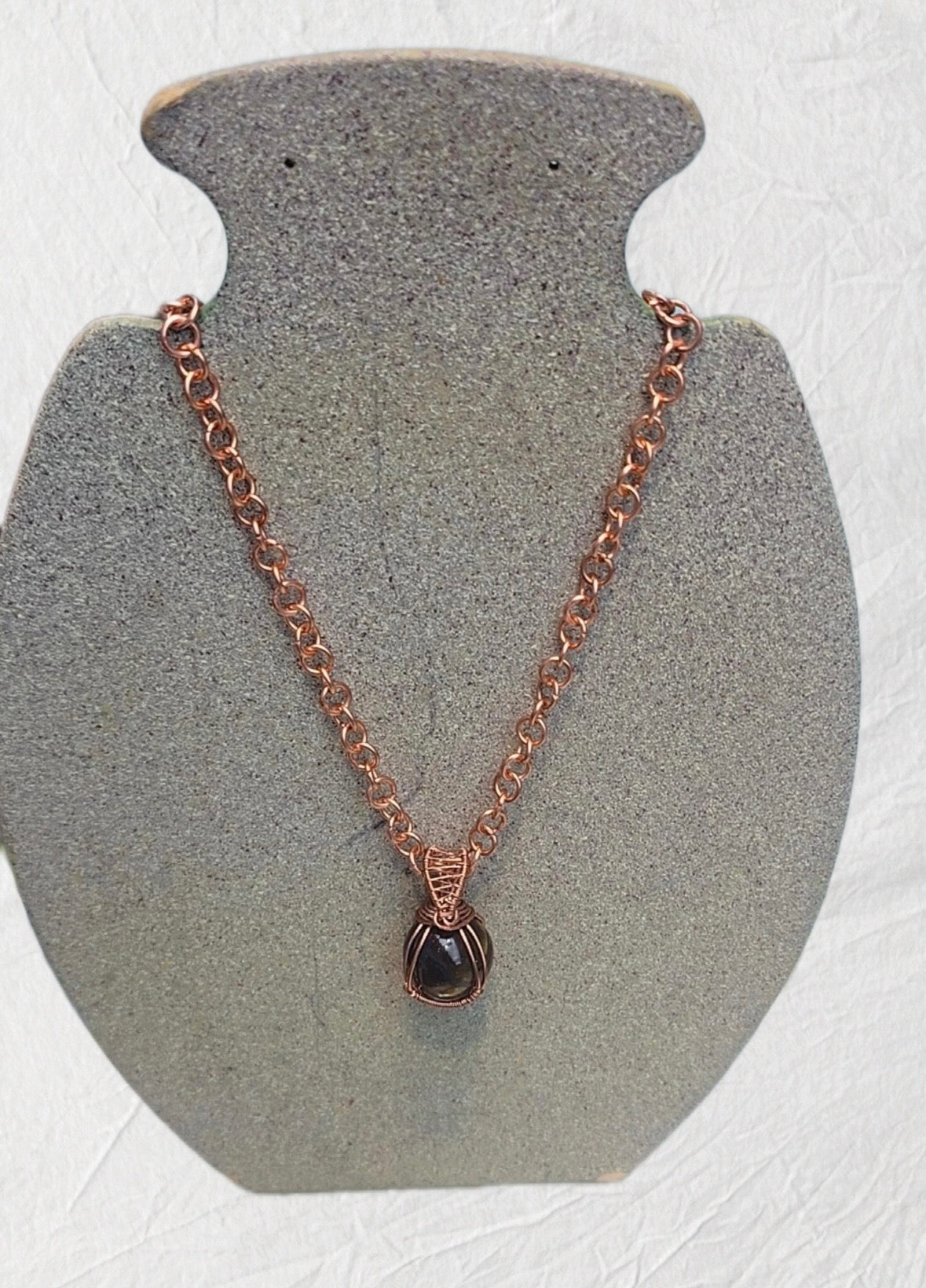 Copper Chain With Tigers Eye Pendent