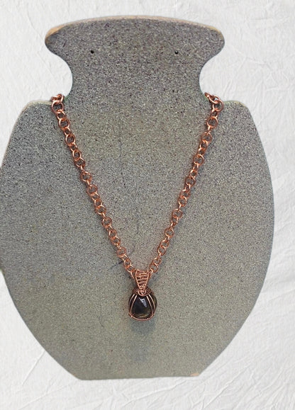 Copper Chain With Tigers Eye Pendent