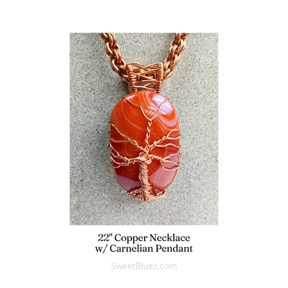 Jewelry: Carnelian Pendant & 22"Copper Necklace (medium)