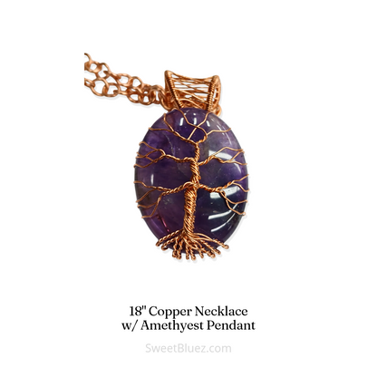 18" Copper Chain & Amethyst Pendant