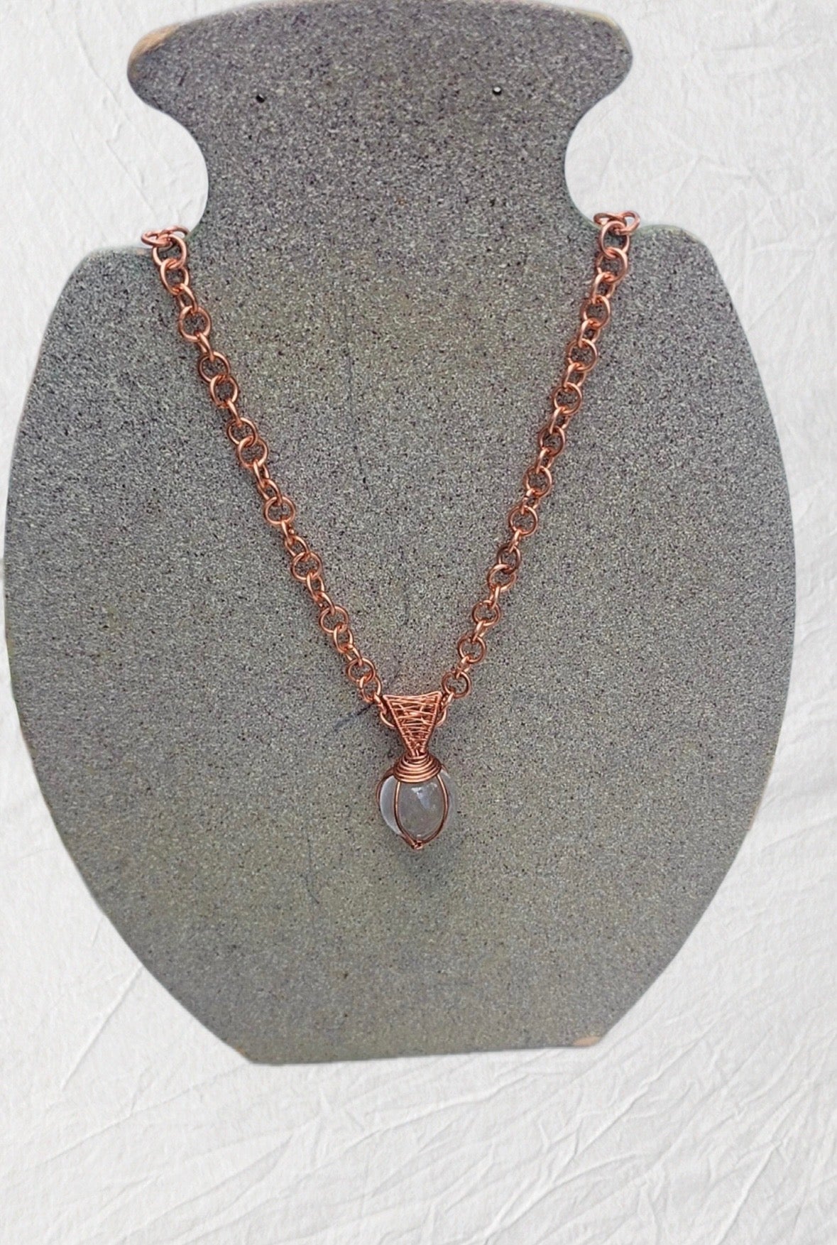 Copper Chain With Clear Quartz Pendent