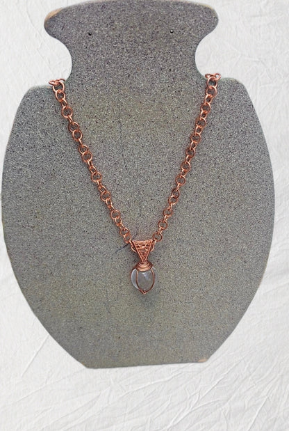 Copper Chain With Clear Quartz Pendent