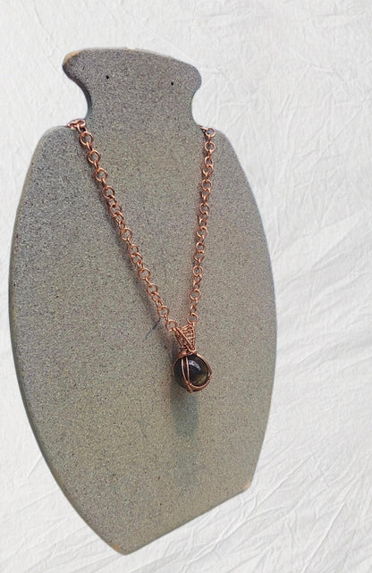 Copper Chain With Tigers Eye Pendent