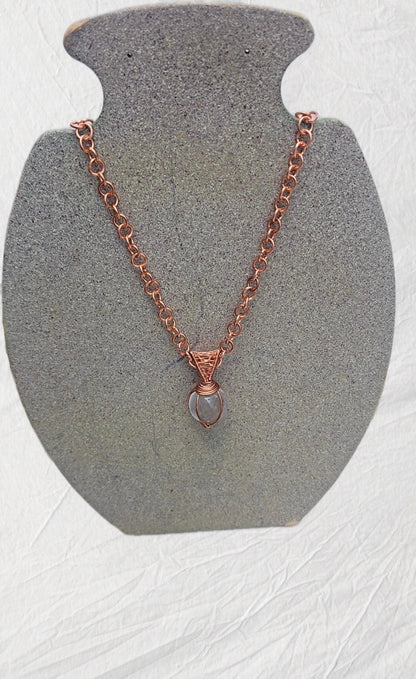 Copper Chain With Clear Quartz Pendent