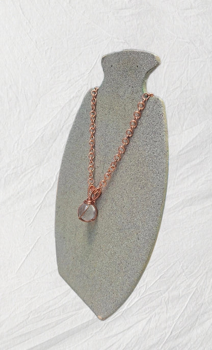 Copper Chain With Clear Quartz Pendent